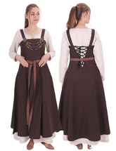 Canna Cotton Brown - Medieval Viking Apron Dress